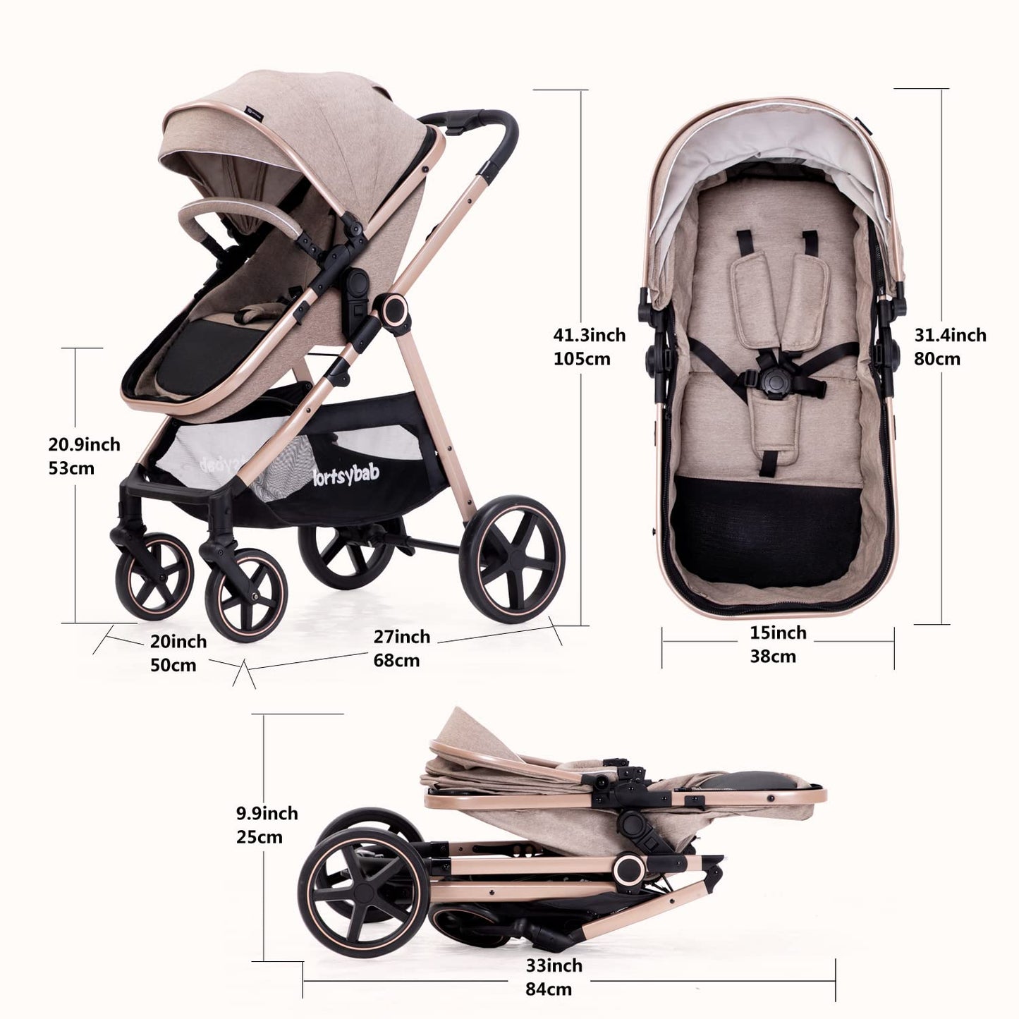 2-in-1 Baby Stroller with Bassinet Mode