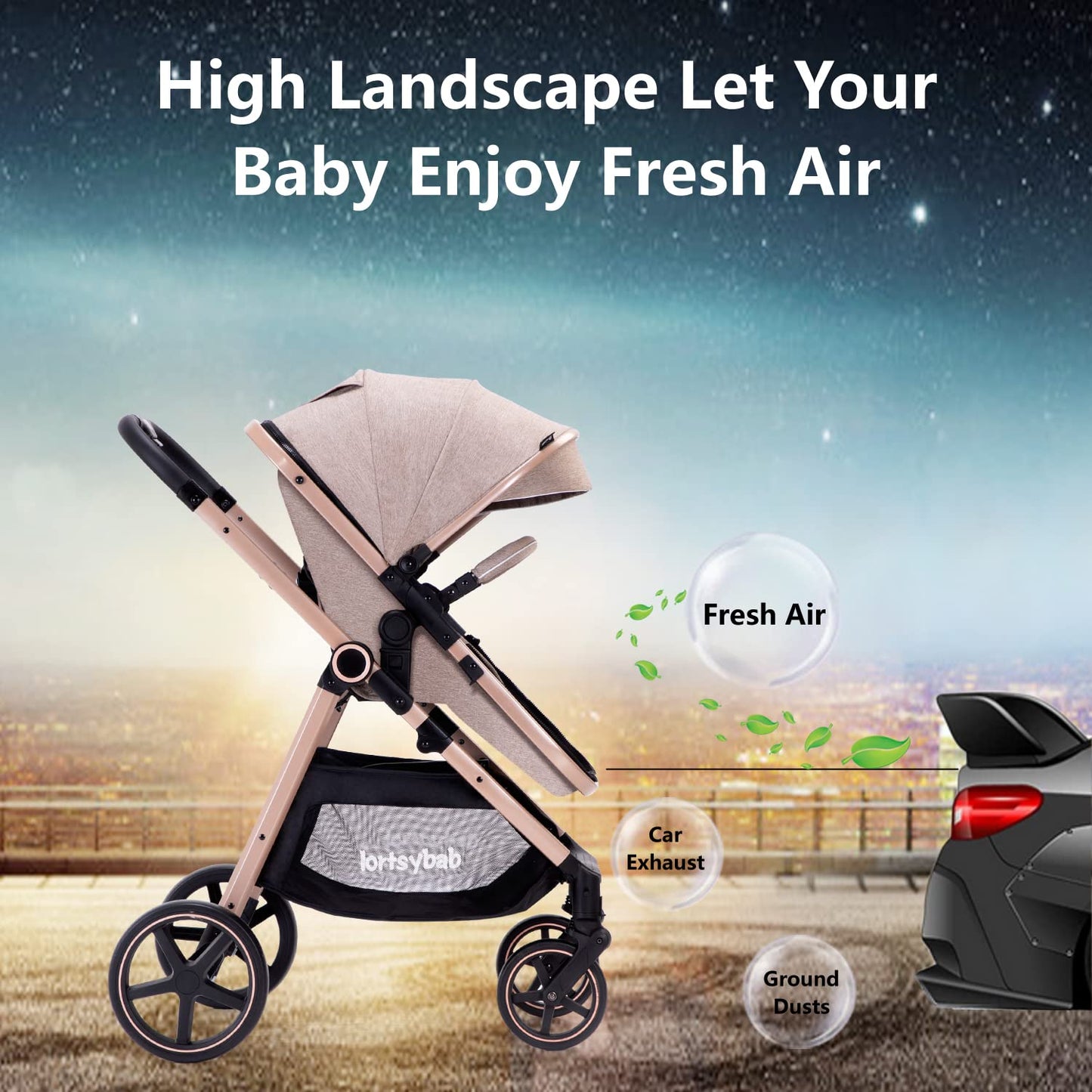 2-in-1 Baby Stroller with Bassinet Mode